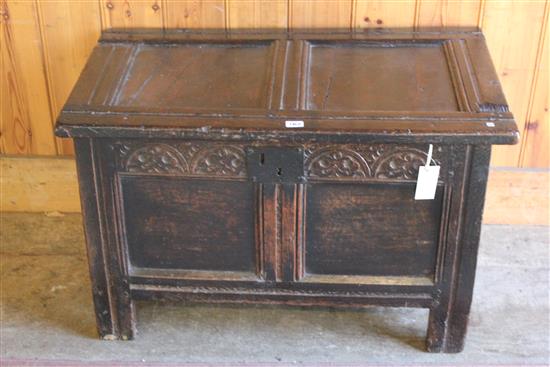 17th century panelled oak carved coffer